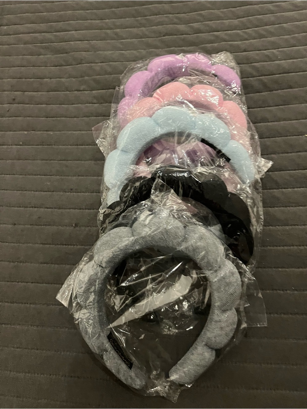 Women’s Padded Scallop Headband Set - Pink, Purple, Blue, Black, Gray